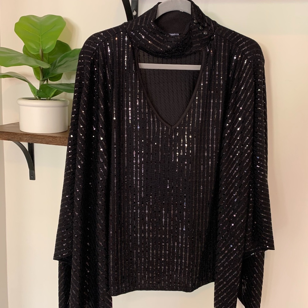 Sequin Cutout Flowy Party Top